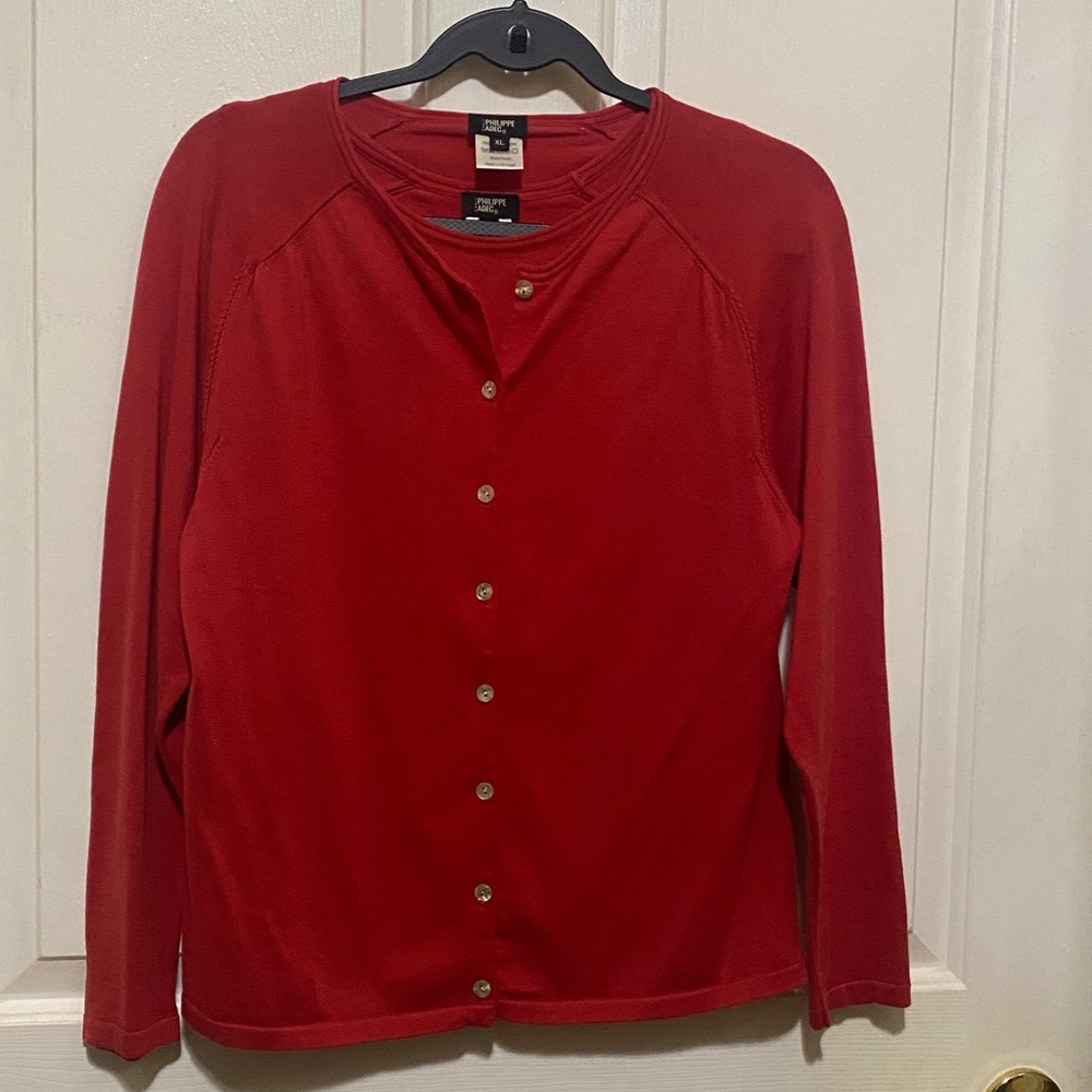 2 piece Philippe Adec Vibrant Red Knitwear 100% cotton and Made in Portugal